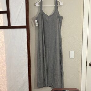 NWT Abercrombie Bra-Free Essential 90s Rib Midi Dress GRAY XL